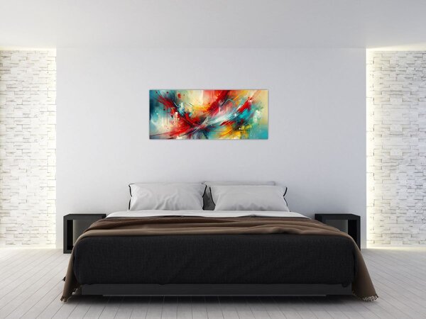 Tablou – Abstracție cu roșu (120x50 cm)