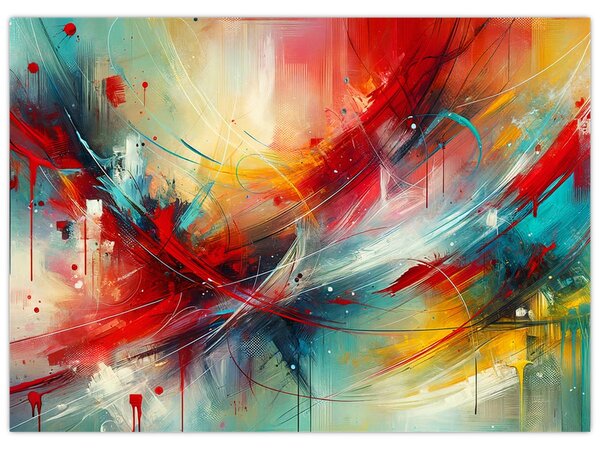 Tablou – Abstracție cu roșu (70x50 cm)