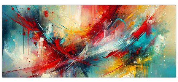 Tablou – Abstracție cu roșu (120x50 cm)