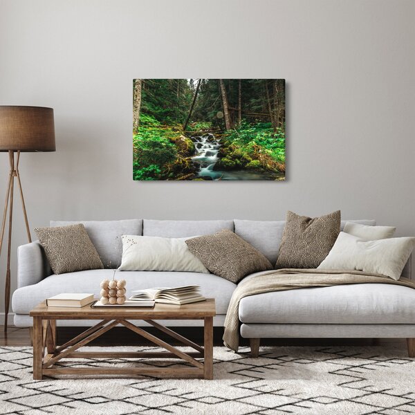 Tablou cu pârău în pădure (90x60 cm)