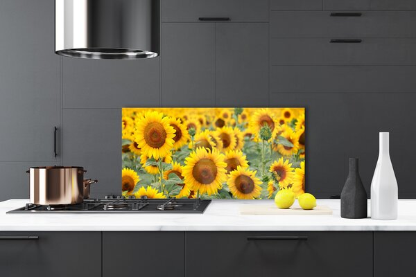 Panou sticla bucatarie Floarea soarelui Floral Brown Galben