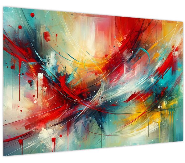 Tablou – Abstracție cu roșu (90x60 cm)