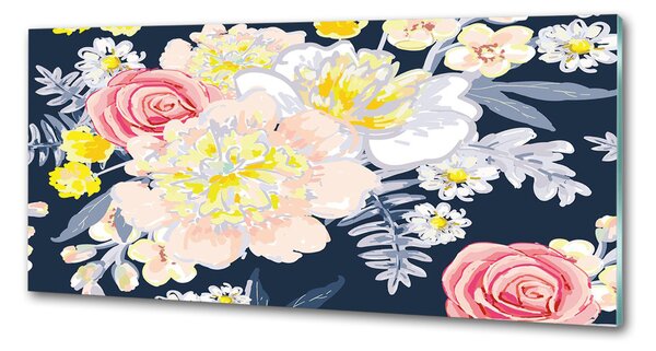 Panou sticlă bucătărie model floral