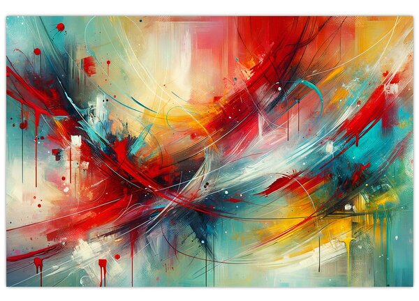 Tablou – Abstracție cu roșu (90x60 cm)