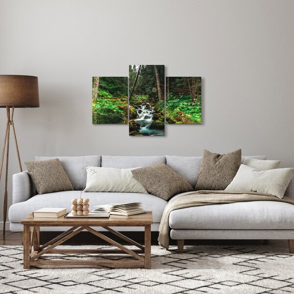 Tablou cu pârău în pădure (90x60 cm)