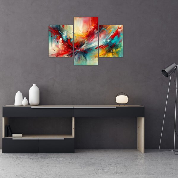 Tablou – Abstracție cu roșu (90x60 cm)