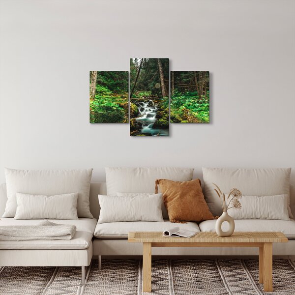 Tablou cu pârău în pădure (90x60 cm)