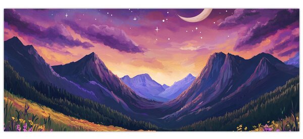 Tablou - Peisaj violet (120x50 cm)