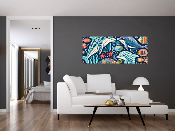 Tablou – Animale acvatice desenate (120x50 cm)