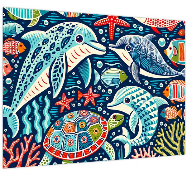 Tablou – Animale acvatice desenate (70x50 cm)