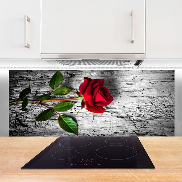 Panou sticla bucatarie Rose Floral Roșu Verde