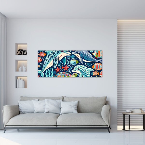 Tablou – Animale acvatice desenate (120x50 cm)
