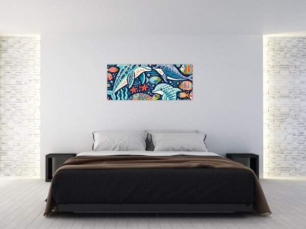 Tablou – Animale acvatice desenate (120x50 cm)