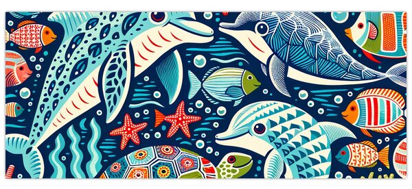 Tablou – Animale acvatice desenate (120x50 cm)