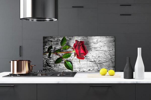 Panou sticla bucatarie Rose Floral Roșu Verde