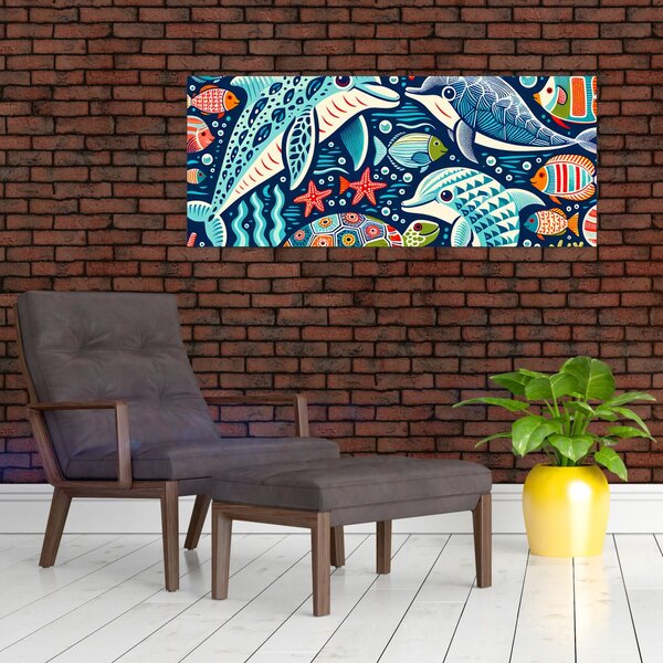 Tablou – Animale acvatice desenate (120x50 cm)
