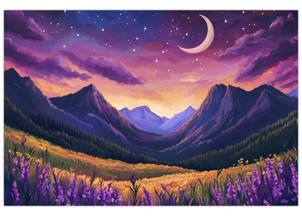Tablou - Peisaj violet (90x60 cm)