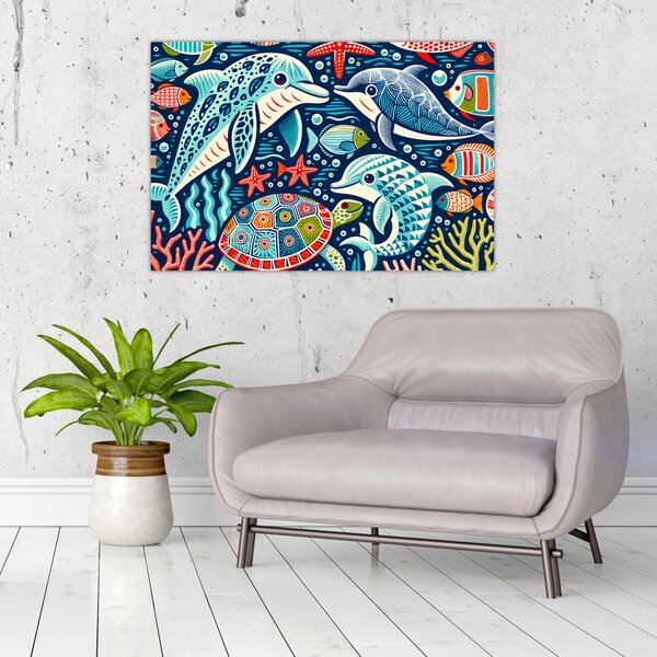 Tablou – Animale acvatice desenate (90x60 cm)