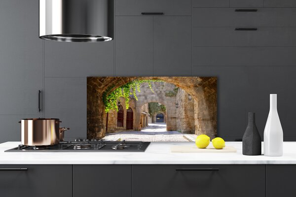 Panou sticla bucatarie Tunel Arhitectura Maro Gri