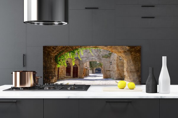Panou sticla bucatarie Tunel Arhitectura Maro Gri