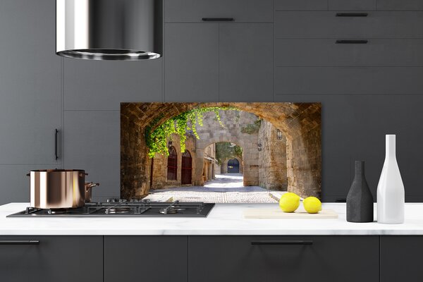 Panou sticla bucatarie Tunel Arhitectura Maro Gri