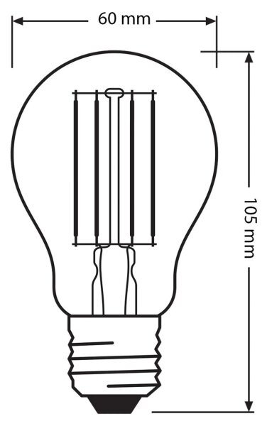 Set de 3 becuri LED Base Classic Filament A60, soclu E27, 11W, 230V, 4000K - Osram