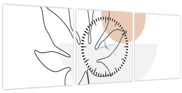 Tablou - Linie de artă flori N⁰3 (cu ceas) (90x30 cm)