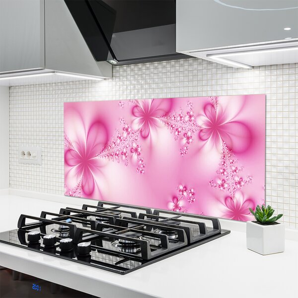 Panou sticla bucatarie Abstract Art roz