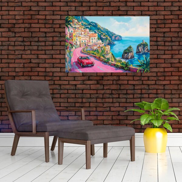 Tablou - Drum roz pe coastă (90x60 cm)