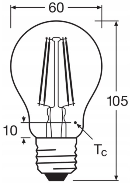 Set de 5 becuri LED BASE CLASSIC FILAMENT A60, soclu E27, 7W, 230V, 4000K - Osram