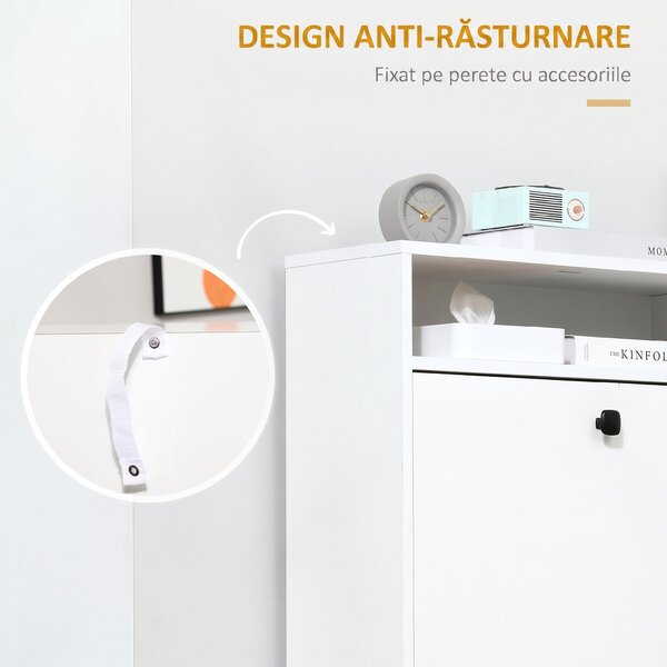 HOMCOM dulap pantofi, 3 compartimente, 60×24×132cm, alb | AOSOM RO