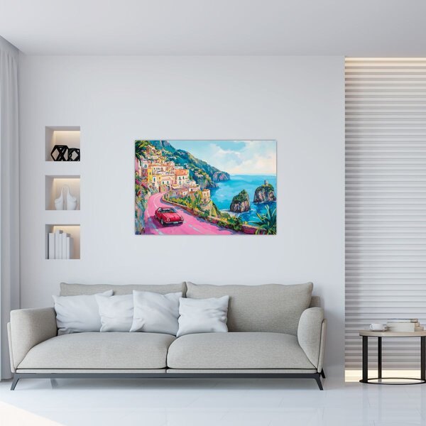 Tablou - Drum roz pe coastă (90x60 cm)