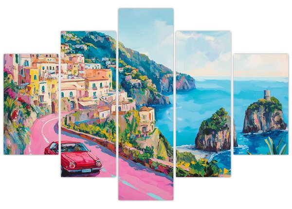 Tablou - Drum roz pe coastă (150x105 cm)