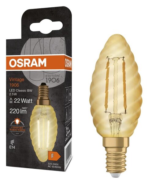 Bec LED vintage cu filament E14, 2,5 W, 230 V, 2400 K - Osram
