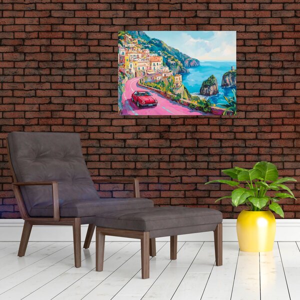 Tablou - Drum roz pe coastă (70x50 cm)
