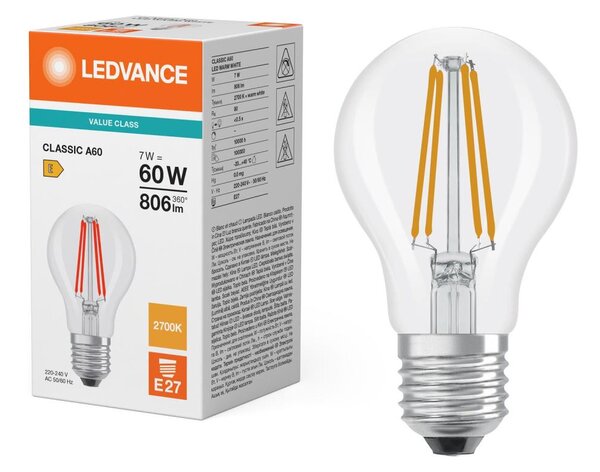 Bec LED CLASSIC FILAMENT A60 E27/7W/230V 2700K - Ledvance