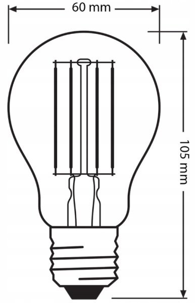 Set de 3 becuri LED BASE CLASSIC FILAMENT A60, soclu E27, 7,5 W, 230 V, 4000 K - Osram