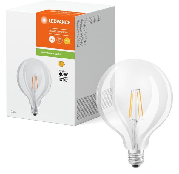 Bec LED Globe Classic cu filament G125 E27, 4W, 230V, 2700K - Ledvance