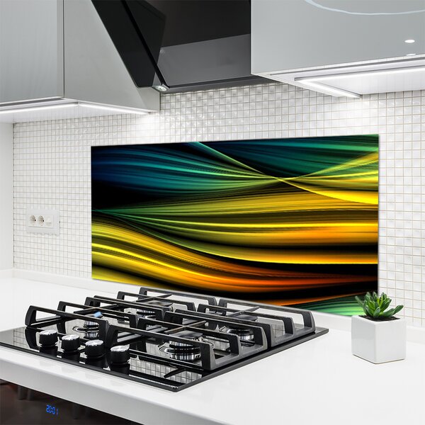 Panou sticla bucatarie Abstract Art Albastru Galben Negru