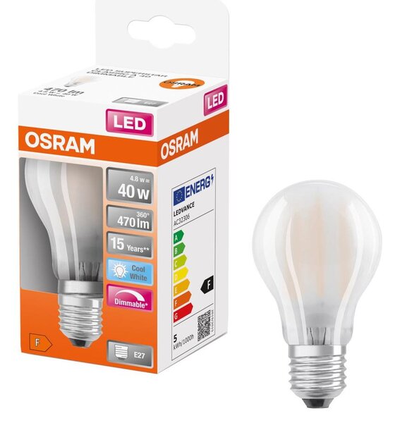 Bec LED dimabil Osram SUPERSTAR CLASSIC A60, E27, 4,8 W, 230 V, 4000 K