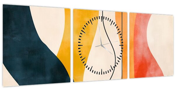 Tablou - Ilustrație colorată minimalistă II. (cu ceas) (90x30 cm)