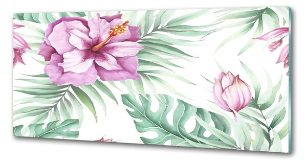 Panou sticlă decorativa bucătărie flori Hawaii