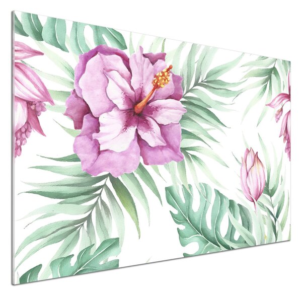 Panou sticlă decorativa bucătărie flori Hawaii