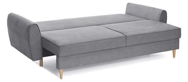 Canapea Extensibilă 3 locuri, RIGA, cu ladă de depozitare, 229x90x90 cm, Gri-Enjoy