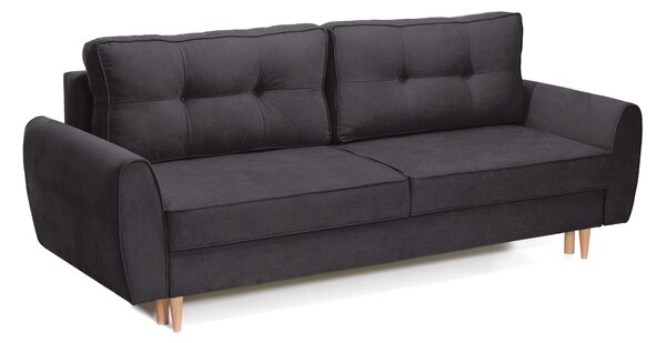 Canapea Extensibilă 3 locuri, RIGA, cu ladă de depozitare, 229x90x90 cm, Gri-Inchis-Enjoy