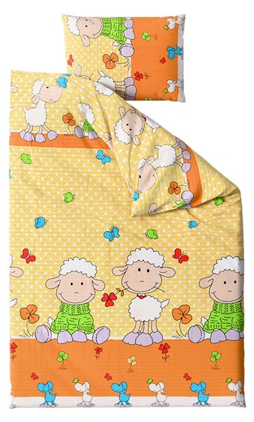Lenjerie de pat creponata pentru patut OVECELE galben Dimensiune lenjerie de pat: 45 x 65 cm | 90 x 135 cm