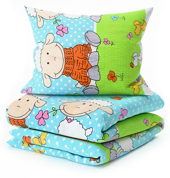 Lenjerie de pat pentru patut OVECKY albastra Dimensiune lenjerie de pat: 45 x 65 cm | 90 x 135 cm