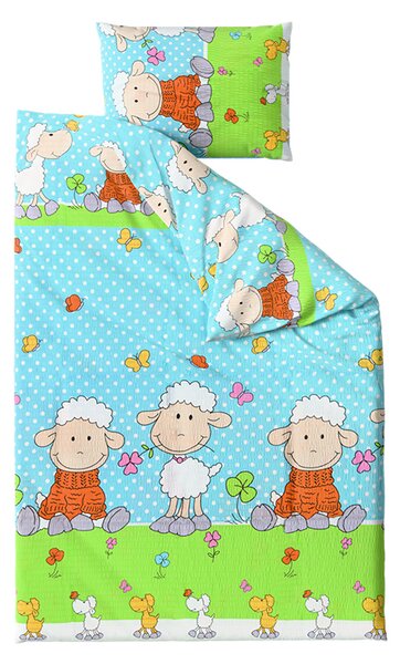 Lenjerie de pat pentru patut OVECKY albastra Dimensiune lenjerie de pat: 45 x 65 cm | 90 x 135 cm