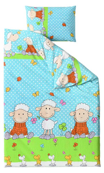 Lenjerie de pat pentru patut OVECKY albastra Dimensiune lenjerie de pat: 45 x 65 cm | 90 x 135 cm