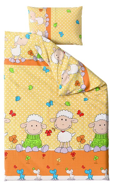 Lenjerie de pat creponata pentru patut OVECELE galben Dimensiune lenjerie de pat: 45 x 65 cm | 90 x 135 cm